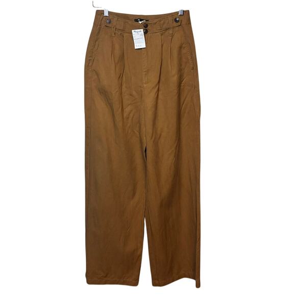 NWT Madewell Harlow Wide Leg Linen Blend Pants 00 Brown High Rise - Picture 6 of 9
